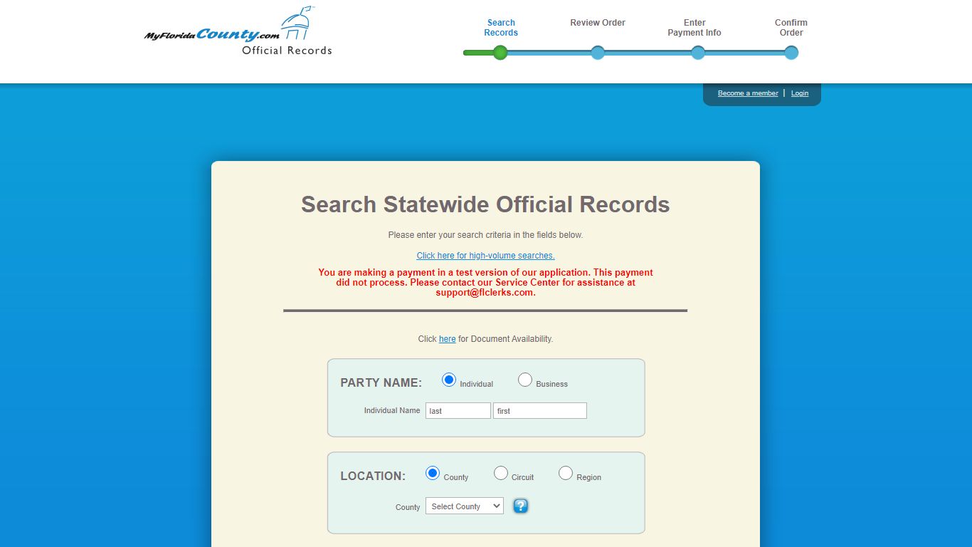 Official Records - Search Records - MyFloridaCounty.com